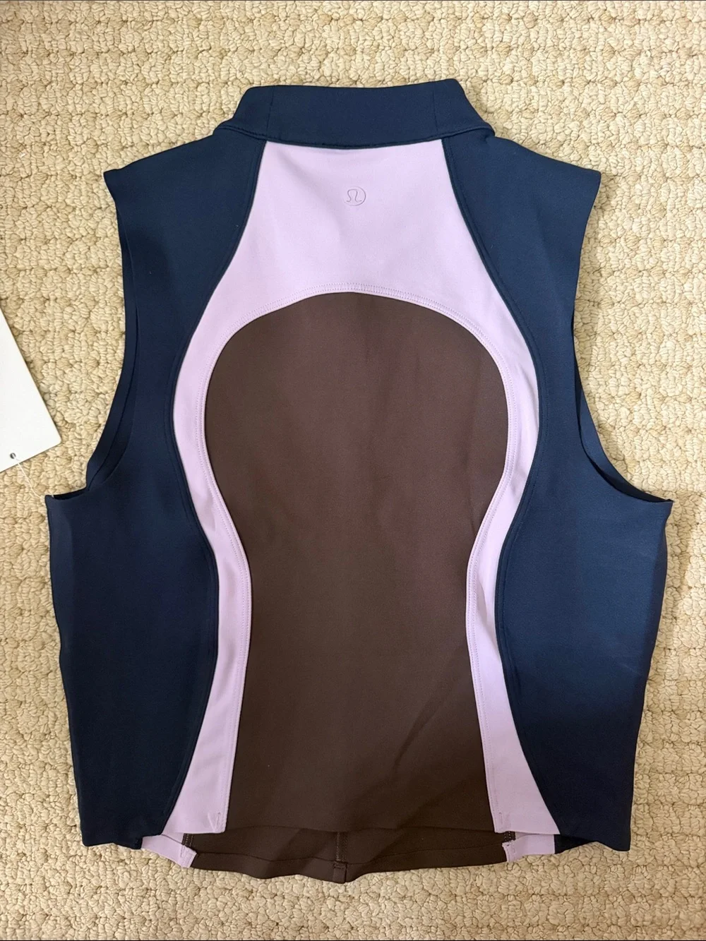 lululemon Zip-Front Cropped Tank - Navy with Lilac Trim